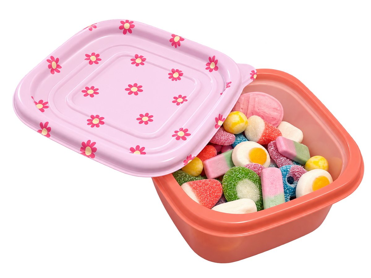 Pink Flower Candy Salad Container